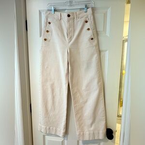 Ann Taylor Beige Wide-Leg Jeans